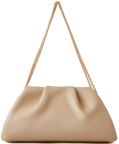 Image of Women's Woven Evening Bag Ruched Dumpling Clutch Purse Detachable Chain Crossbody Bag