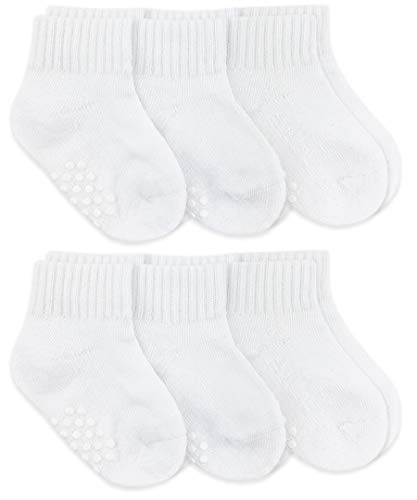Jefferies Socks unisex baby Non-skid Seamless Half Cushion Quarter 6 Pair Pack Socks, White, Newborn US