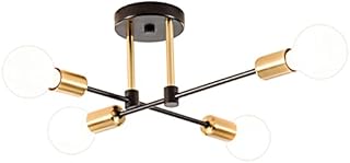 XZHGCEE Semi Flush Mount 4 Light Ceiling Light Black and Gold with E27 Base Modern Chandelier for Farmhouse Kitchen Dining Room Bedroom Study Living Room