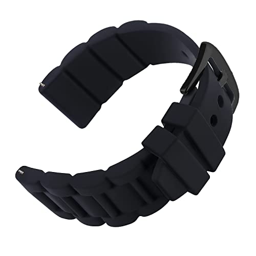 24 mm schwarzes Silikon-Gummi-Uhrenarmband aus Edelstahl, schwarze Schnalle für Fossil Uhren Cover
