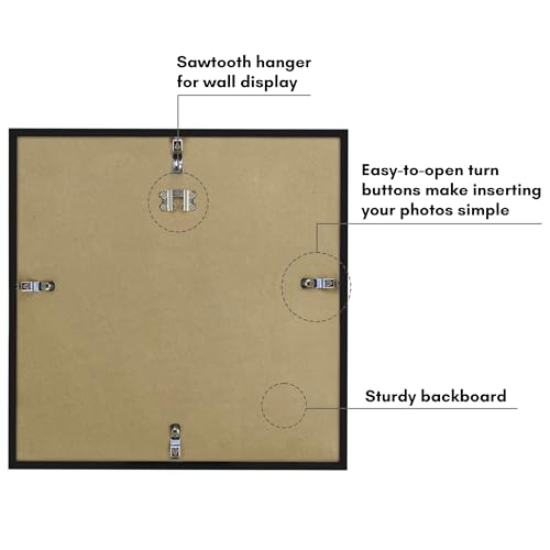 Image of Americanflat 13x13 Picture Frame with Polished Plexiglass - Streamline Collection - Thin Border Square Frame for Wall Display - Hanging Hardware Included - Black