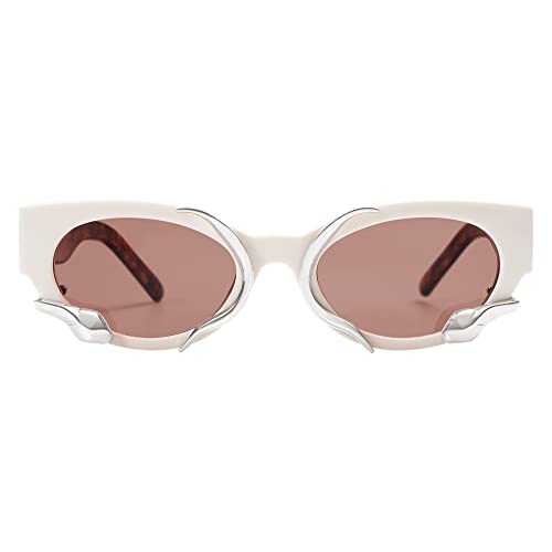 Appassal Trendy Snake Sunglasses for Women Men Vintage Cateye Y2k Sunnie AP3621,Beige/Red/Silver Snake