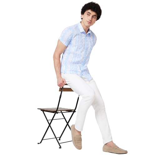 Image of Spykar Men's Regular Fit N /A Half Sleeve Printed Casual Shirts