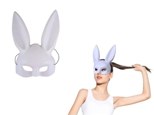 LP Divertissements Demi Masque Coque Paillettes Lapin Blanc Adulte