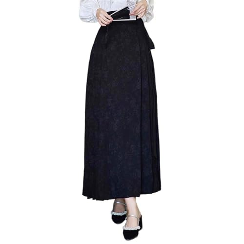 Black Office Horse-Face Skirt, Daily Midi, Pockets