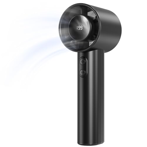 LUXVANO Handventilator – Tragbarer Mini Ventilator mit 1–199 Stufen, LED-Display, bis zu 13 Stunden Laufzeit, Kleiner USB Ventilator mit Akku für Büro, Reisen, Outdoor, Schminken, Schwarz