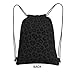 MZERSE Women Fashion Drawstring Backpack Gym Bags with Zipper Pockets, Multifunction Compatible with Dark Gray Black Leopard Cheetah Print Drawstring Bag for Cycling Hiking Team Training