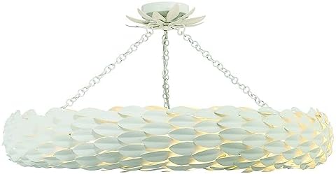 Crystorama Broche 8 Light Matte White Semi Flush Mount