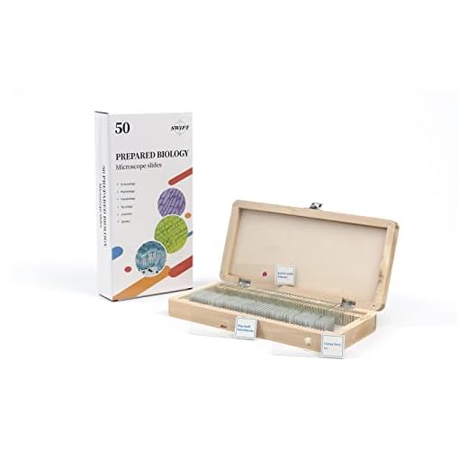 50pcs Prepared Premade Microscope Slides Set for Basic Biological Science Education with Wooden Case