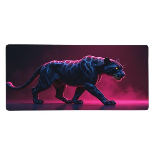 Sous-main de bureau grand tapis de souris de jeu panthère bleue aux finitions soignées