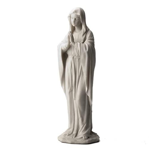 Estatua Virgen María Resina Blanco Mármol 11.75 in miniatura 6