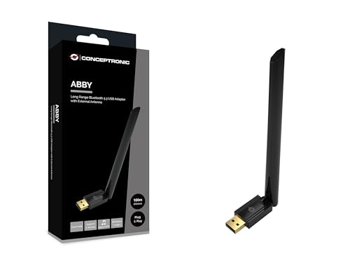 CONCEPTRONIC ABBY17B - Adaptador USB de Larga Distancia Bluetooth 5.3, Antena Externa