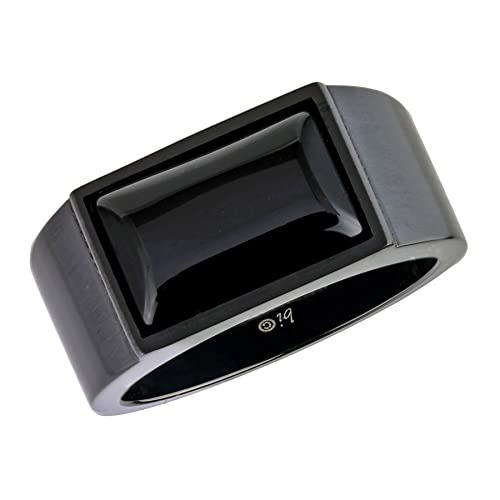 Metro Jewelry Black Agate Modern Ring for Men in Stainless Steel with Black Ion Plating - 13 MM Wide - Size 8 to 124