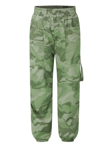 Boys Camouflage Cargo Pants Youth Elastic Waist Loose School Outdoor Hiking Kids Casual Joggers with Pockets