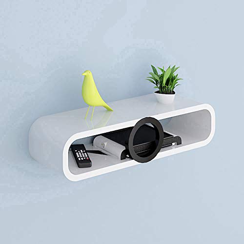 XIA Floating Shelf Board mit hoher Dichte und Lackoberfläche für DVD- / Blu-Ray-Player Satelliten-TV-Box Kabelbox Wandhalterung (Farbe : Weiß,