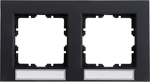 Kopp HK07 - Abdeckrahmen 2-Fach, waagerechte Installation, mit Schriftfeld, Farbe: anthrazit, 10er Pack, 402615200