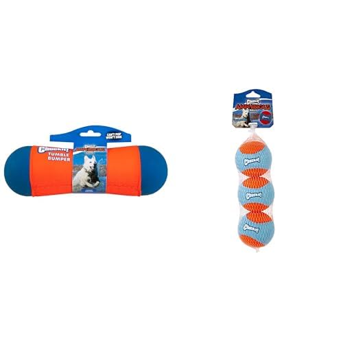 Chuckit Amphibious Dog Toy Bundle - Large Tumble Bumper Set of 3 Medium Fetch Balls for Water Land