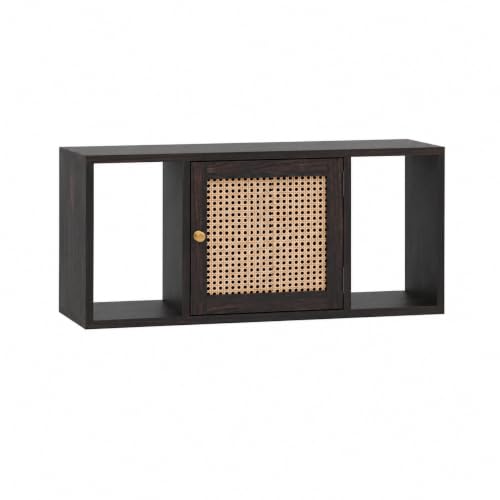 Image of Wooden Wall Shelves for Home Library | Display Unit | Sheesham Wall Mount Shelf, Book Storage Rack for Living Room | Bedroom | (Can-Walnut)