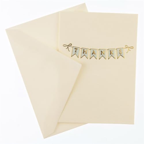 Image of inchGraphique Banner La Petite Presse Boxed Thank You Notes - 10 Embellished Gold Foil inch inchThanks inch inch Banner Blank Cards with Matching Envelopes, 3.25 inch inch x 4.75 inch inch inch (L1335CB)