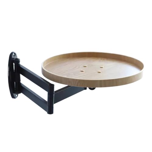 CAKEEYUM Tavolo Pieghevole Montato a Parete 11.8 Tavolo a Parete Rotondo Regolabile con scaffale Scomparsa per la Camera da Letto in casa Pieghevole, la scrivania Piega Verso Il Basso per Piccolo