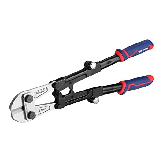 WORKPRO 18-Inch Foldable Bolt Cutter, Tri-Material Handle with Comfort Grip, Chrome Vanadium Steel Blade, for Rods, Bolts, Rivets, Wires, Cables and Chains