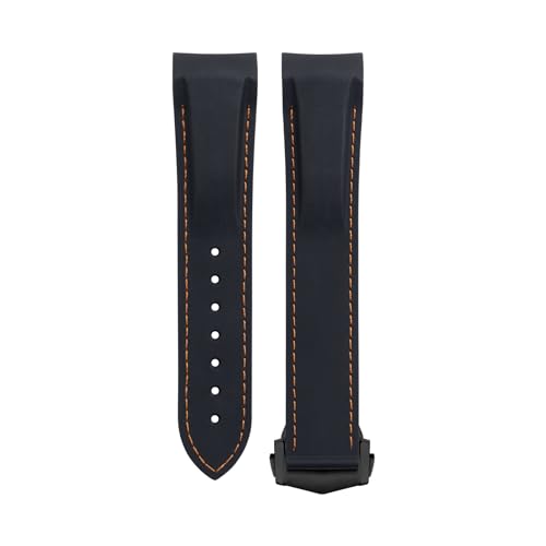 Bracelet caoutchouc souple pour montre Omega Seamaster Speedmaster résistant avec boucle noire