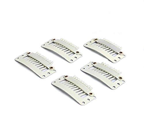 Salmony 50pieces hair snap clips for extensions weave toupee wig U Shape 9 teeth styling tools ( Black , Brown , Blonde 3 Color ) (Blonde)