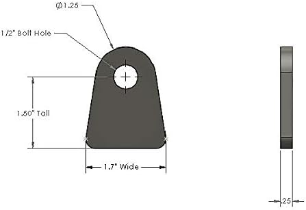 Miniatura 2 de 0.250 "14" Universal Shock Mount 1.5 pestañas inferiores planas 12 "par de agujeros para pernos para soldadura en anillo D, grillete de horquilla y