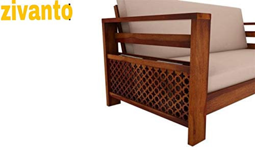 Image of Sheesham Sofa Set for Living Room Wood Furniture | Office | Wooden Sofa Set 3+1+1 | Walnut Brown