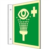  Fahnenschild Augenspüleinrichtung HIGHLIGHT PVC 20 x 20cm mit 2 Bohrungen à 3 mm Ø Leuchtdichte: HIGHLIGHT 48 mcd/m² gemäß ISO 7010, E011