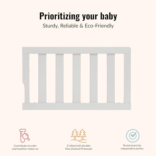 Image of Dream On Me Toddler Guard Rail for Convertible Crib, Solid Wood Bed Rail for Toddler Bed Conversion, Grey