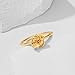 LADYGD Birth Flower Ring for Women 14K Gold Plated Floral Minimalist Stackable Finger Jewelry Birthday Gifts Poppy Size 8