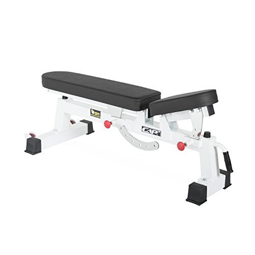 CAP+ Commercial Grade Three-Way Utility Bench - Adjustable Weight Bench Heavy Duty Workout Bench for Full Body Workout (White)