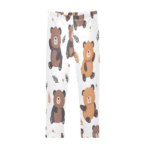 Toddler Girls Leggings Printed Yoga Pants Leggings Cartoon Brown Bear for Kids
