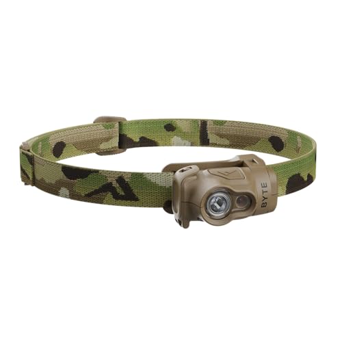 Princeton Tec Byte Tactical LED Headlamp Lightweight Compact Durable Hands-Free Lighting with White and Red Beam Options - Multicam