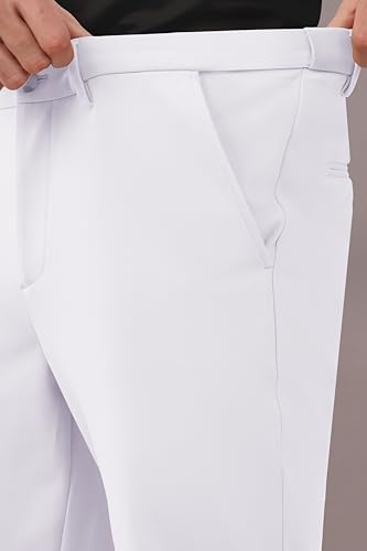 Image of SaintX Men's Premium 4-Way Comfort Stretch Formal Trousers | Smart Sweat Wicking Wrinkle Free Fabric | Smarter Techno Flex Expandable Waistband | Stylish Slim Fit | Daily Office Wear