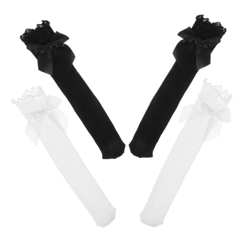 ERINGOGO 4pairs Girls over Calf Stockings Lacey Socks Decor Socks Boys and Girls Frilly