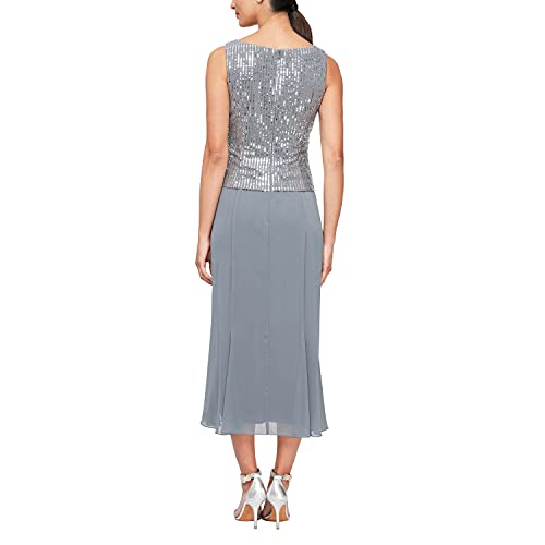Image of Alex Evenings Women's Tea Length Mock Dress with Sequin Jacket (Petite and Regular Sizes)