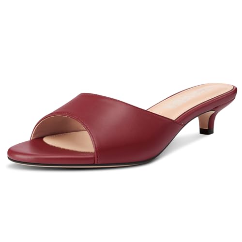 Image of TNYNFBEB Womens Low Kitten Heel Open Toe Sandals Mules Shoes Slingback Prom Party Dress Summer 1.4 Inches Heels