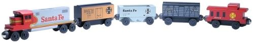 Santa Fe Warbonnet 5-Car Wooden Toy Train Set by Whittle Shortline Railroad