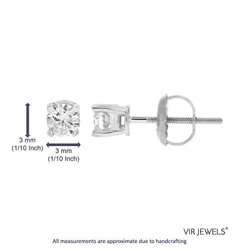 1/2 to 2 cttw Diamond Stud Earrings 14K White Gold Round Screw Backs4