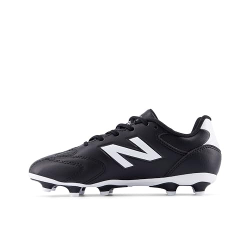 New Balance Kid's 442 Team JNR FG V3 Soccer Shoe, Black 100/Nb 103 White, 12.5 W Little Kid