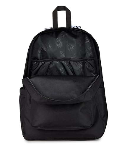 Image of JanSport SuperBreak Plus Backpack with Padded 15-inch Laptop Sleeve and Integrated Bottle Pocket - Spacious and Durable Daypack for Work and Travel, Surreal Swirlies Con Black /Black /White /Black