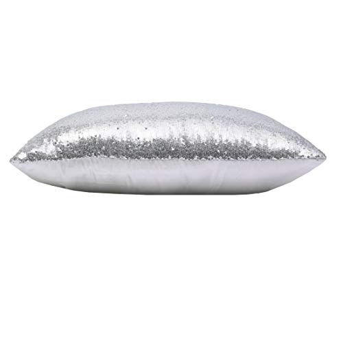 Poise3Ehome 12X20Inches Silver Throw Pillow Covers Sequin Decorative Pillow Cases For Couch, Bed, Living Room, Christmas (Silver, 1Pcs) #TOP2