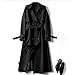 Womens Double Breasted Long Trench Coat Belted Notch Lapel Overcoat Windproof Classic Elegant Outerwear Spring Dressy Lightweight Comfy Outfits Going Out Tops Ladies Fashion Trendy Black