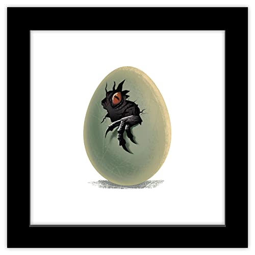 Tableau Bébé Raptor Jurassic World Noir 30x30 cm | Poster Encadré Dinosaure