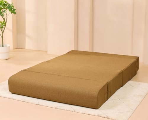 Image of uberlyfe Xtra High, Xtra Soft 2 Seater (4' x 6') Sofa Cum Bed | 1 Year Warranty | 17 inch Sofa Height | Twin Size Foldable Bed | Water Repellent Fabric | Rodhouse Brown Color