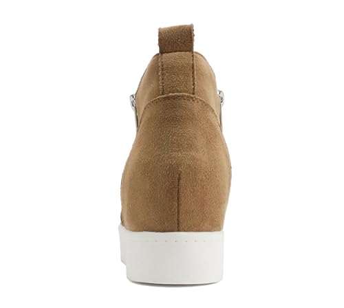 Image of Soda Taylor Hidden Wedge Sole Booties Ankle Heels Sneaker Shoes Side Zipper