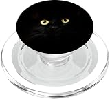Picture of Black cat Yellow Eyes cat Owner cat Lover Gifts for Women PopSockets PopGrip for MagSafe