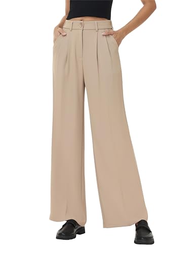 Women Summer Wide Leg Flowy Casual Palazzo Loose Pants Y2K Classic Stylish Stretchy High Waist Trousers Petite/Regular/Tall